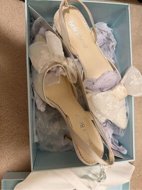 Bella Belle Ivory Lace Bow Slingback Heels
